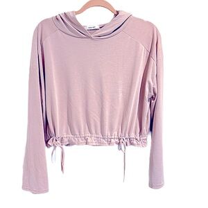 MOD REF Long Flared Sleeve Hooded Drawstring Crop Waist Dusty Powder Pink Size S